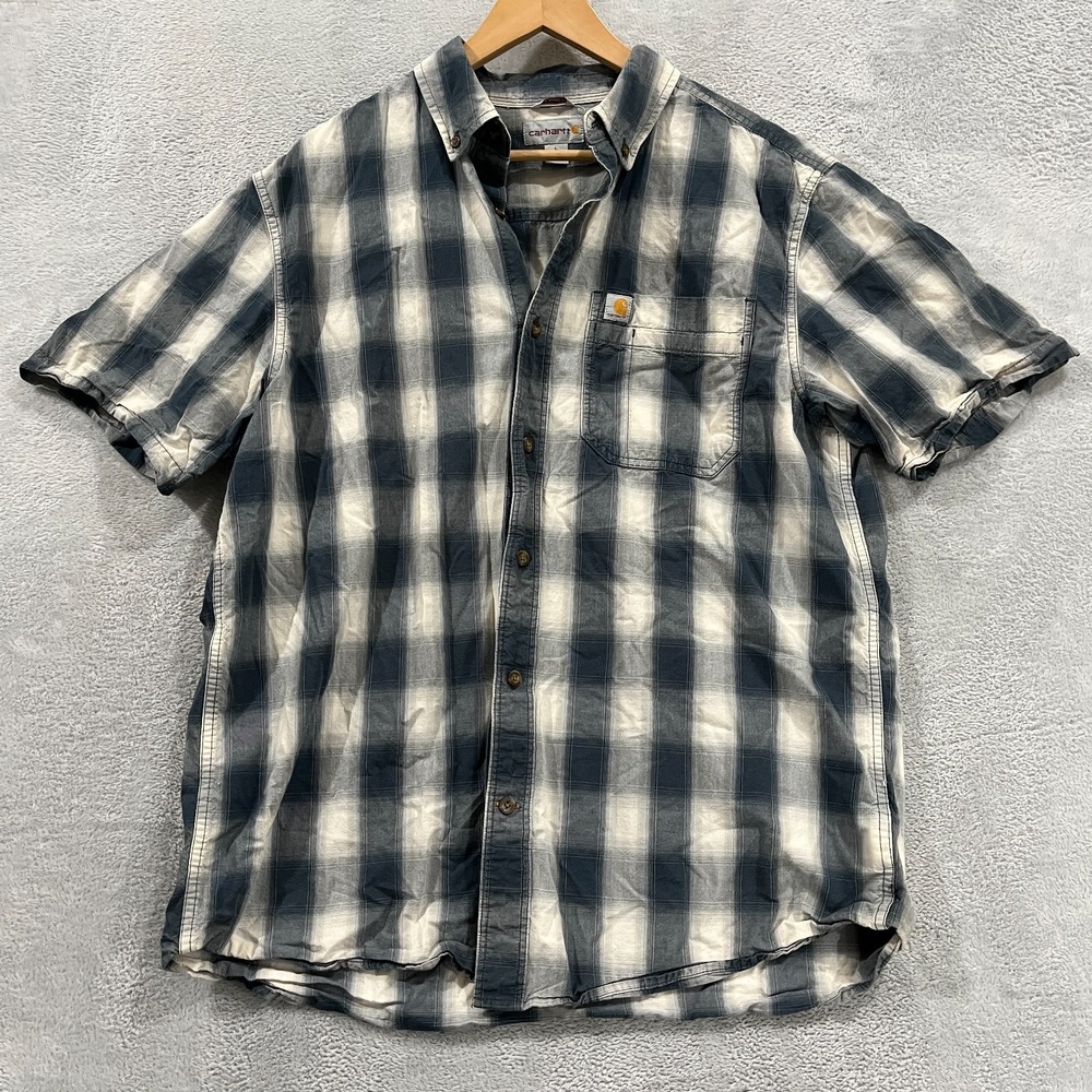 CARHARTT Relaxed Fit Button Up Short Sleeve Shirt Mens Large Cowboy 103550